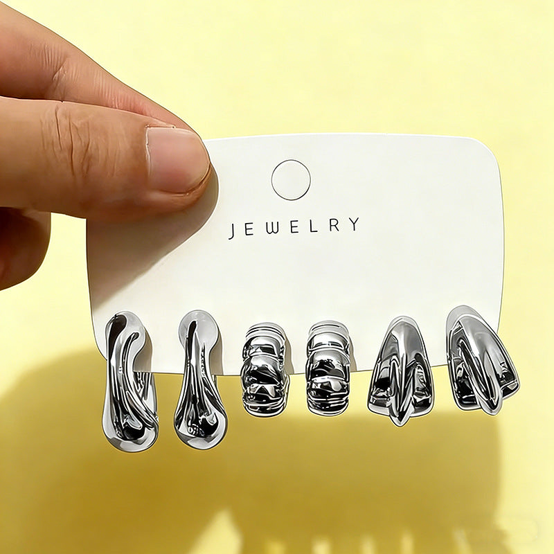 Irregular Stud Earrings For Women With 304 Stainless Steel Posts, Electroplated Gold Alloy Design