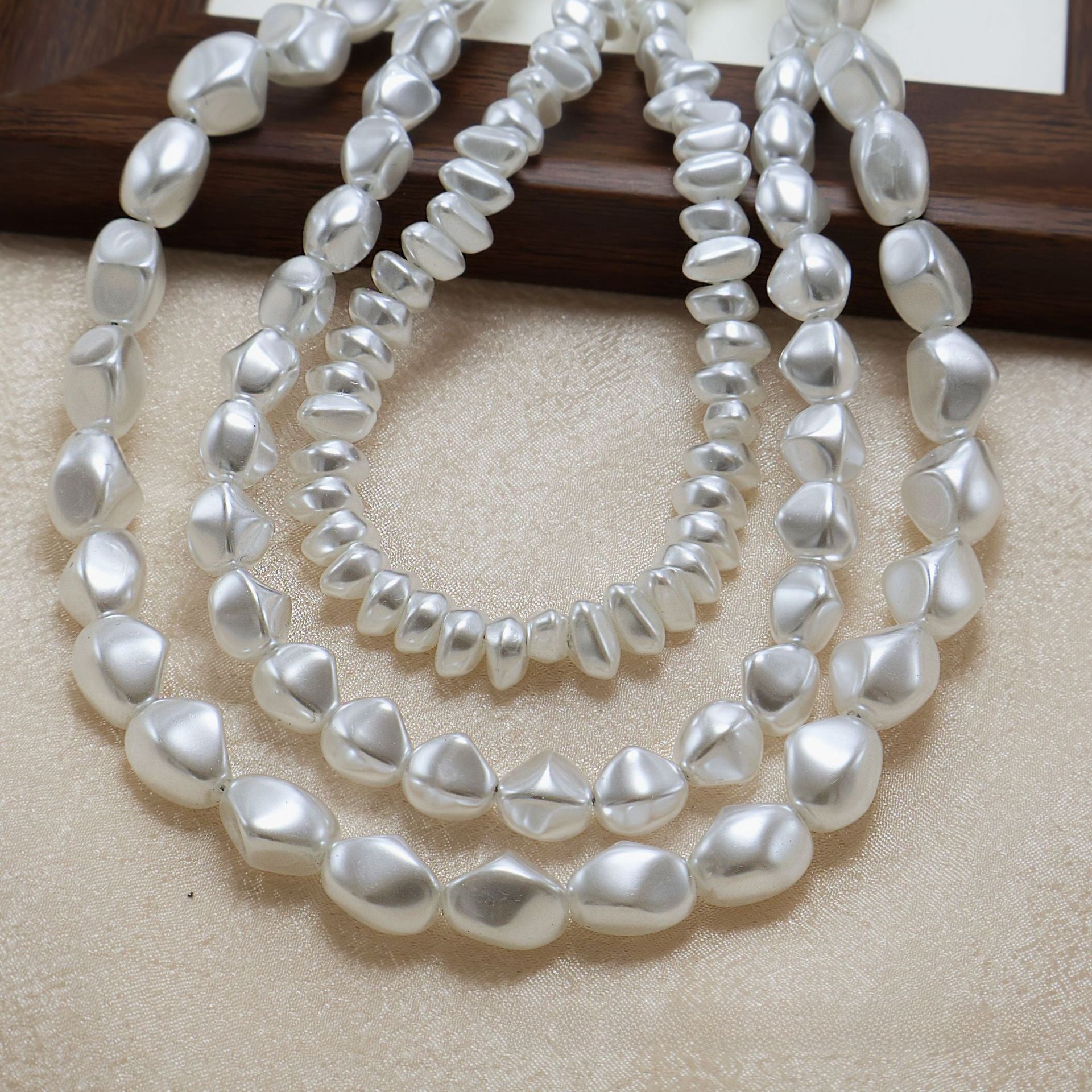 Irregular Glass Beads With Baroque Pearl Inlay, Handmade Jewelry Making Beads In Baroque Style