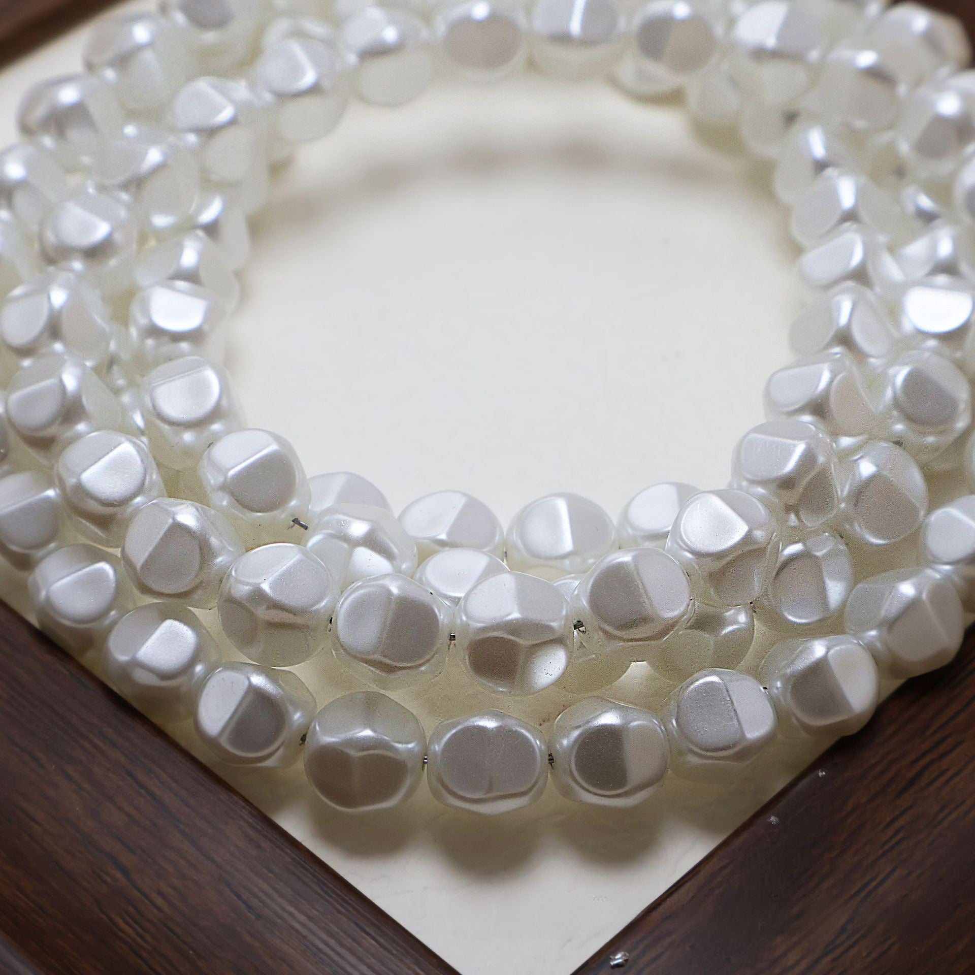 Faceted Glass Pearl Beads With Hole Size 4~4.9mm For Jewelry Making, Featuring Baroque Style