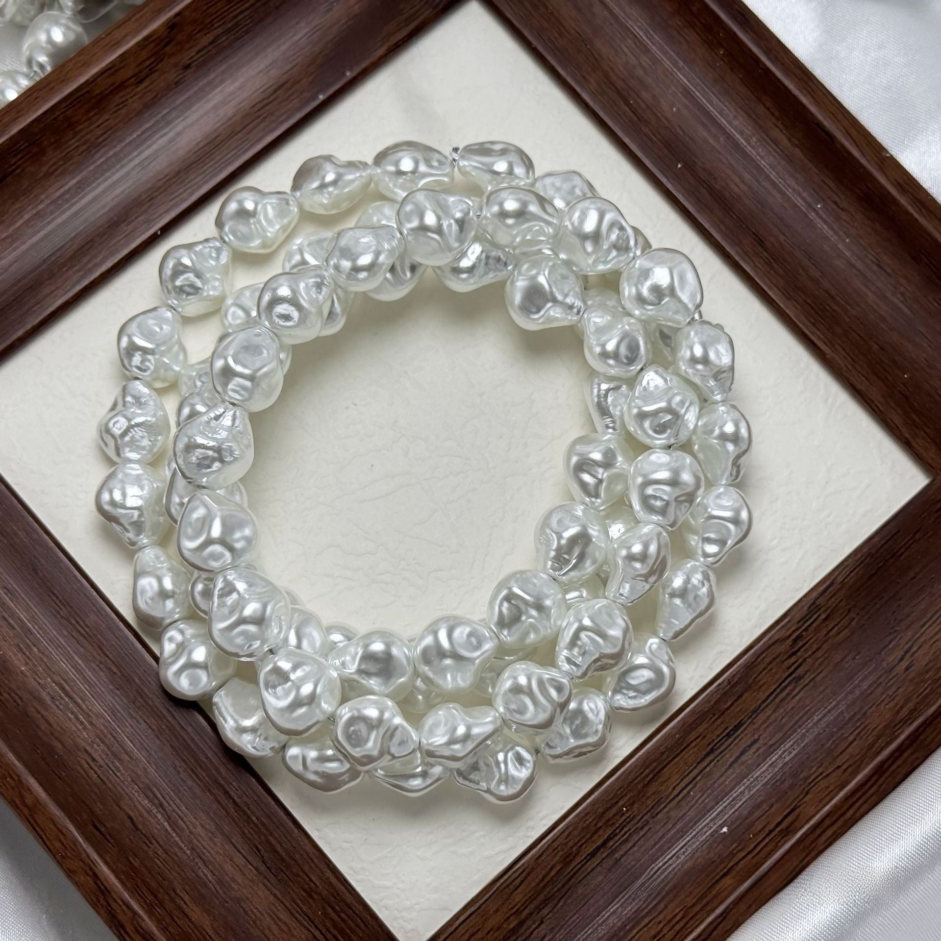 Handmade Glass Beads With Baroque Pearl Inlay, Pearl Pattern, Hole Size 6~9.9mm, Baroque Style