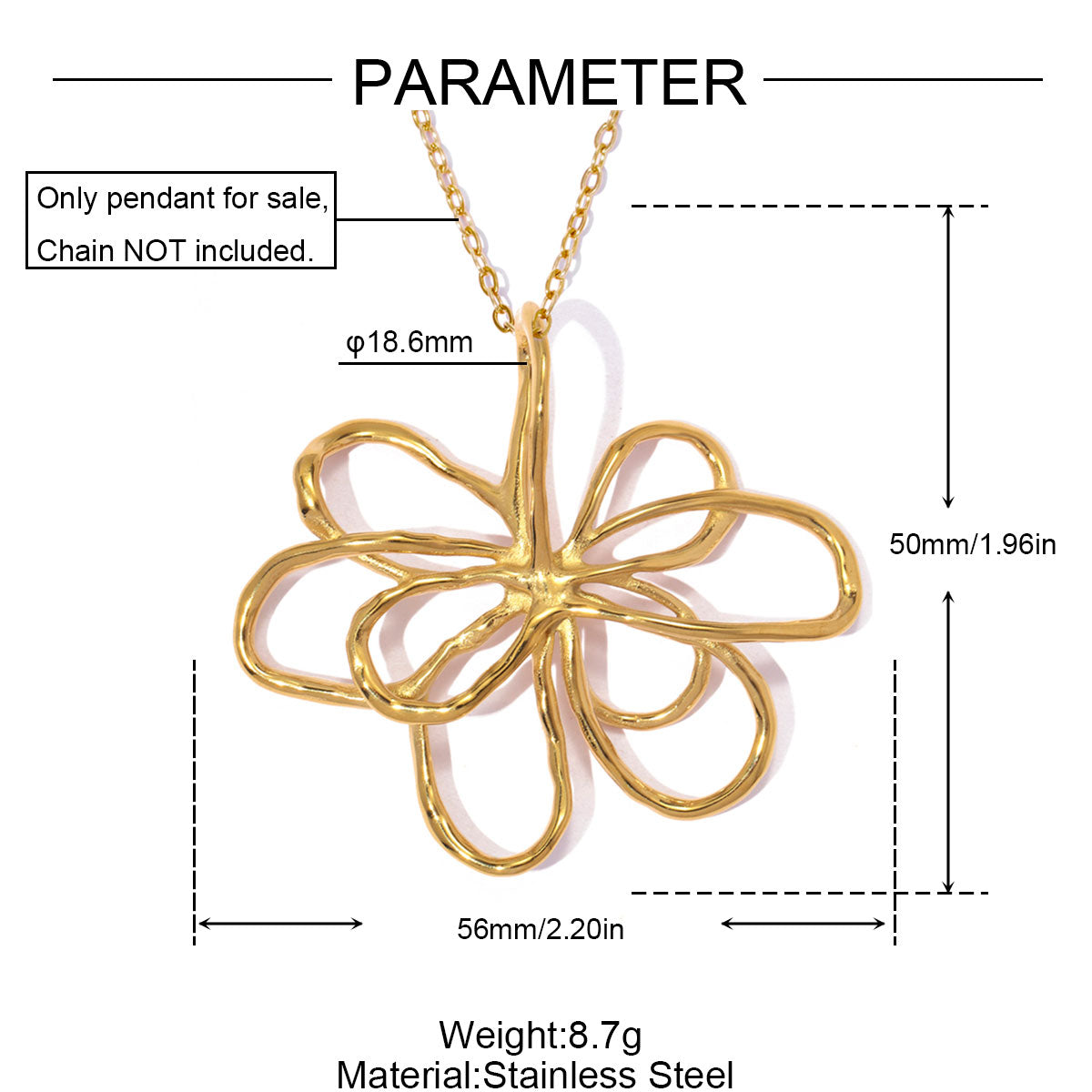 Heart Shape Pendant Set Of 3 PCS Featuring 18K Real Gold Plated 304 Stainless Steel With 0.03µm-0.05µm PVD Coated Electroplated Finish