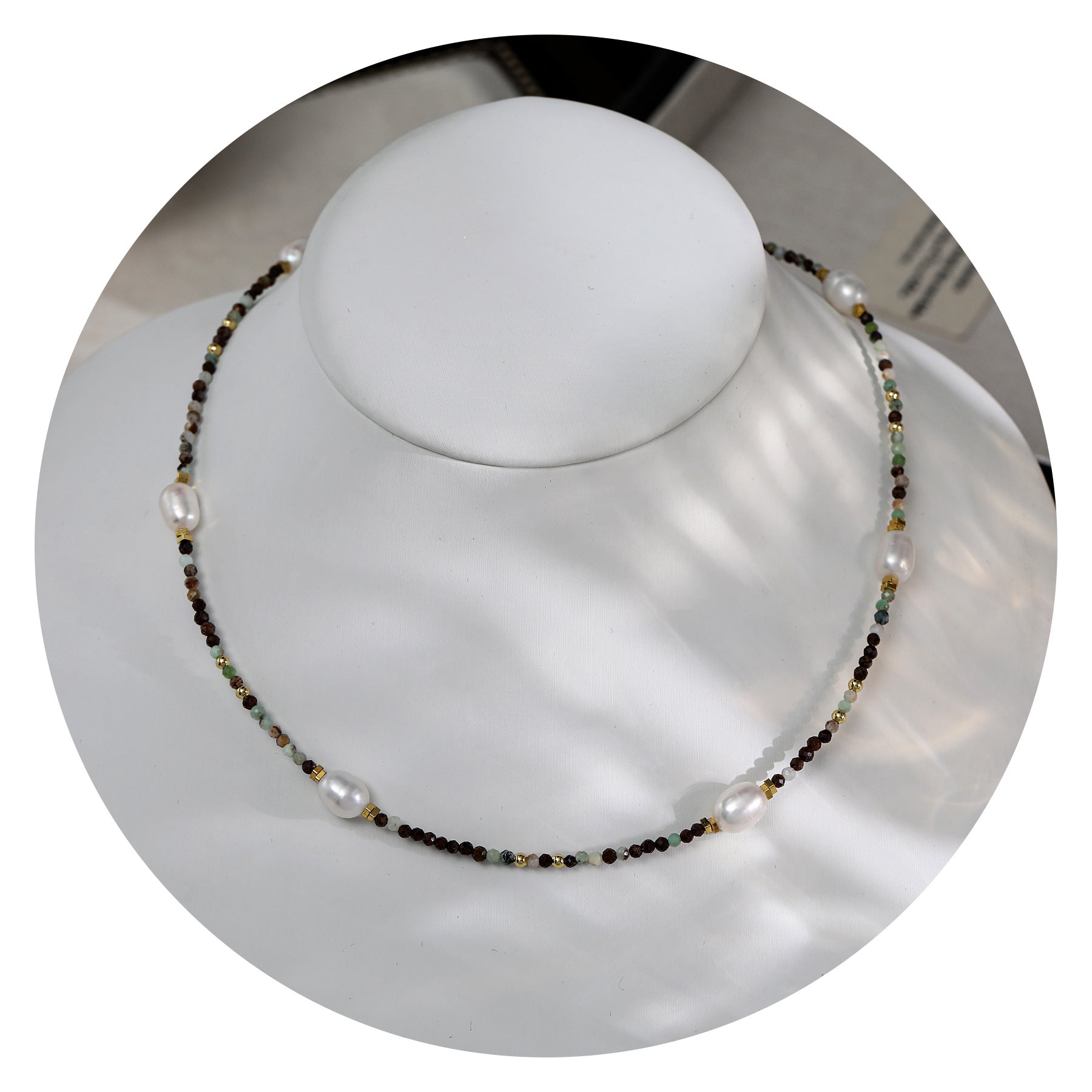 New Style Color Block Necklace Featuring 4-5mm Baroque Freshwater Pearls With Copper Metal