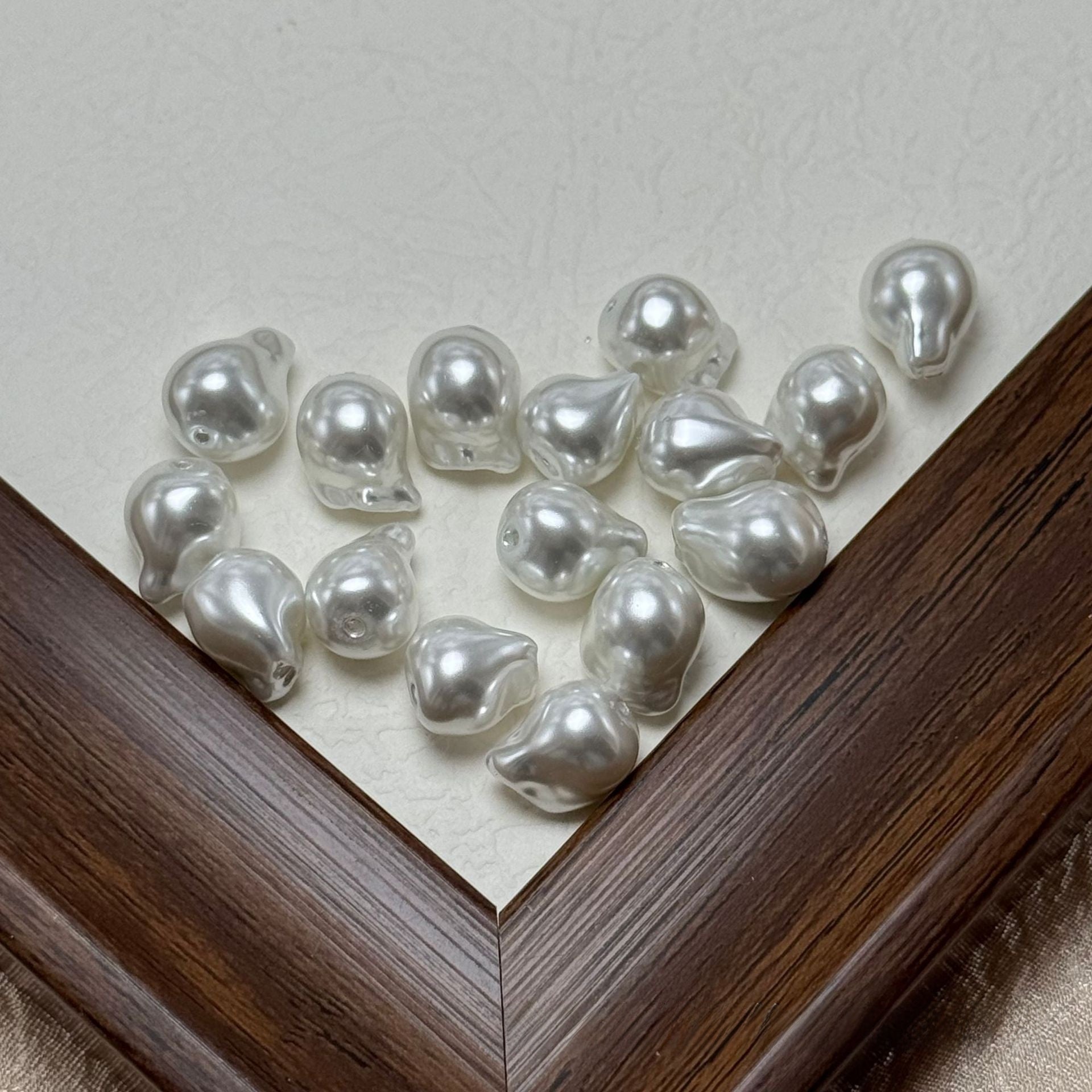 Handmade Glass Beads With Baroque Pearl Inlay, Pearl Pattern, Hole Size 6~9.9mm, Baroque Style