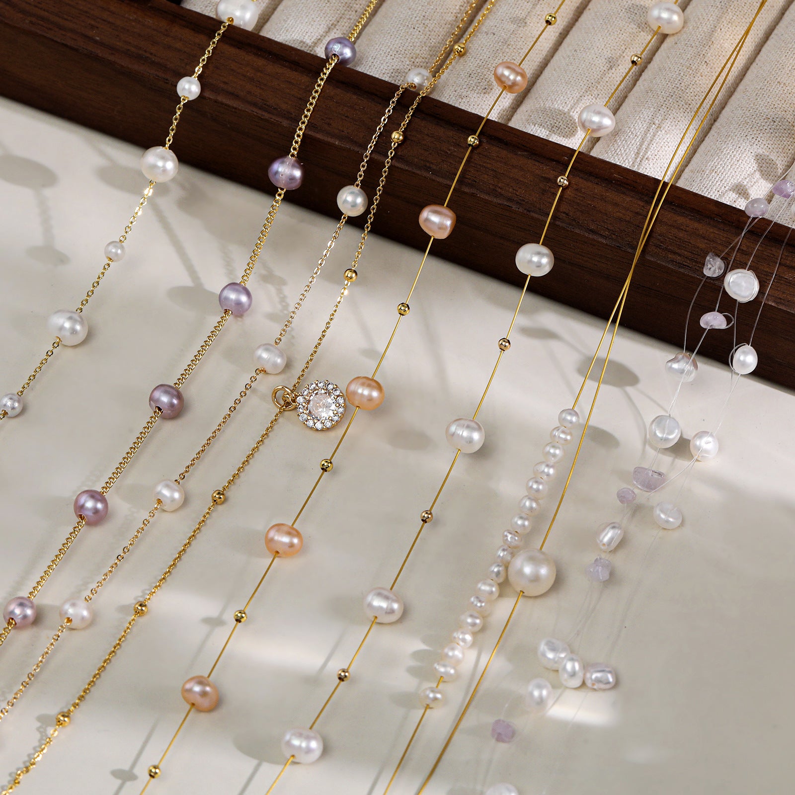 Freshwater Pearl Necklace With 7-8mm Near-Round Pearls In Copper Setting, Featuring Commute Style