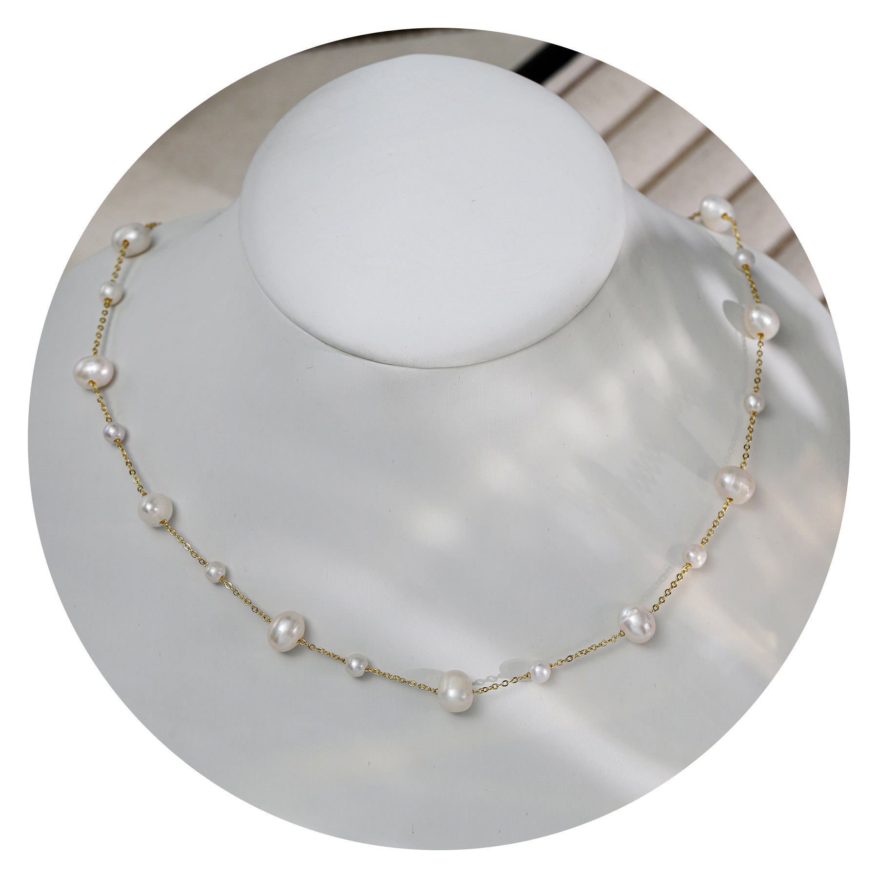Freshwater Pearl Necklace With 7-8mm Near-Round Pearls In Copper Setting, Featuring Commute Style