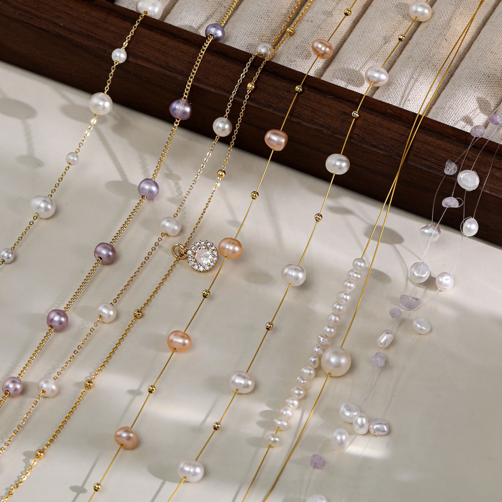 Freshwater Pearl Necklace With 7-8mm Near-Round Pearls In Copper Setting, Featuring Commute Style