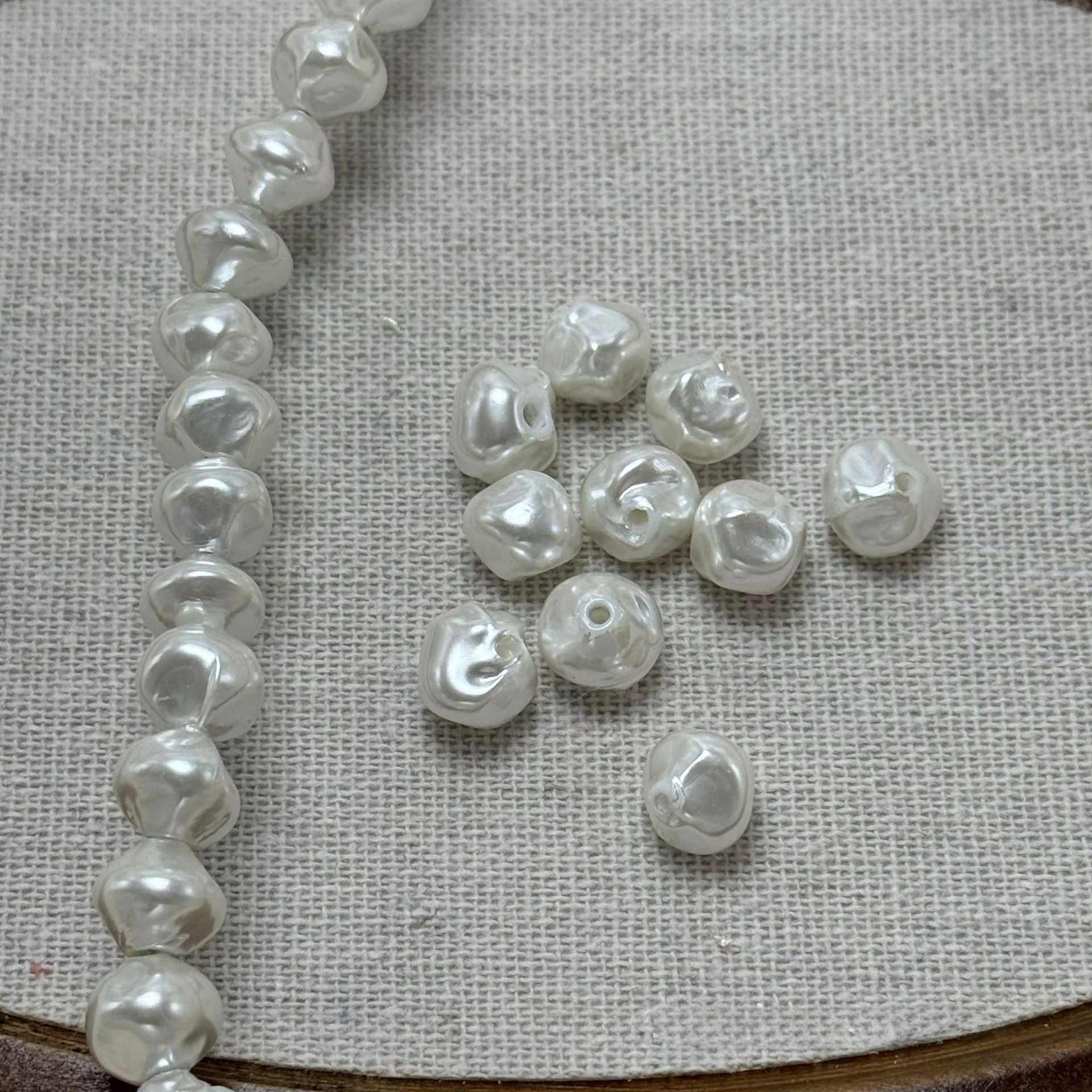 Handmade Glass Beads With Baroque Pearl Inlay, Pearl Pattern, Hole Size 6~9.9mm, Baroque Style