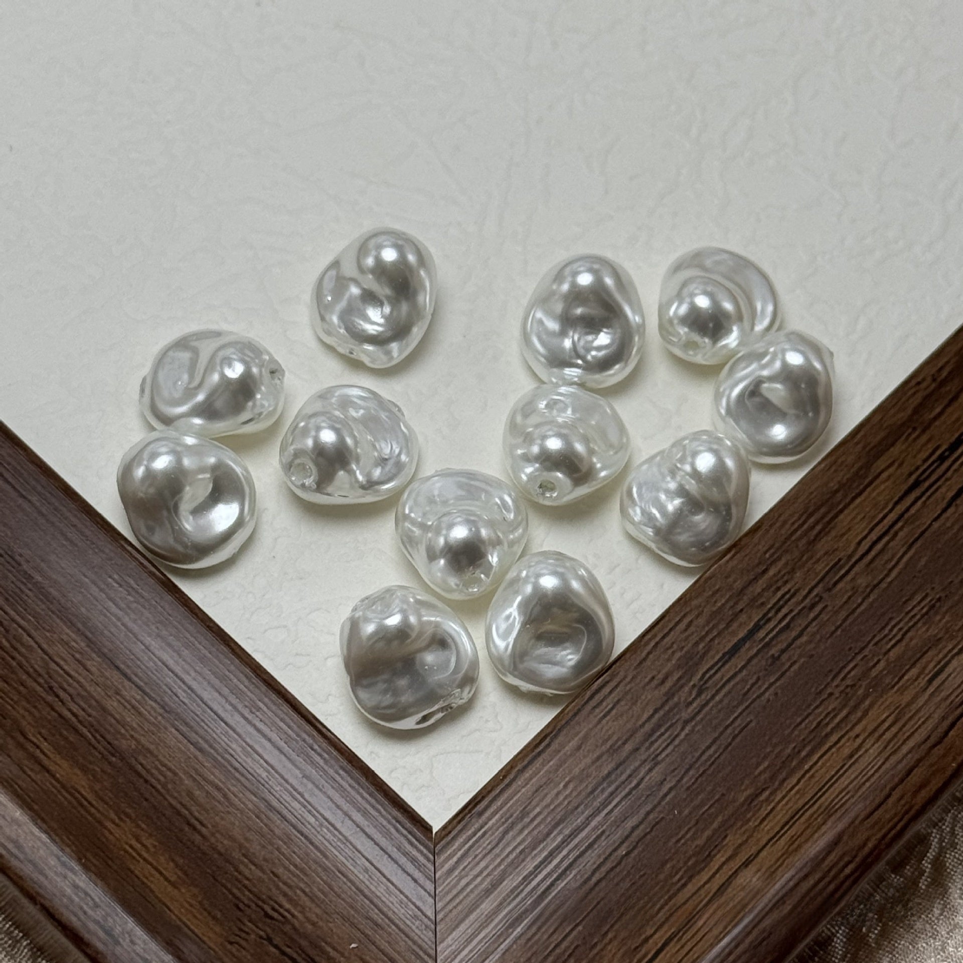 Handmade Glass Beads With Baroque Pearl Inlay, Pearl Pattern, Hole Size 6~9.9mm, Baroque Style