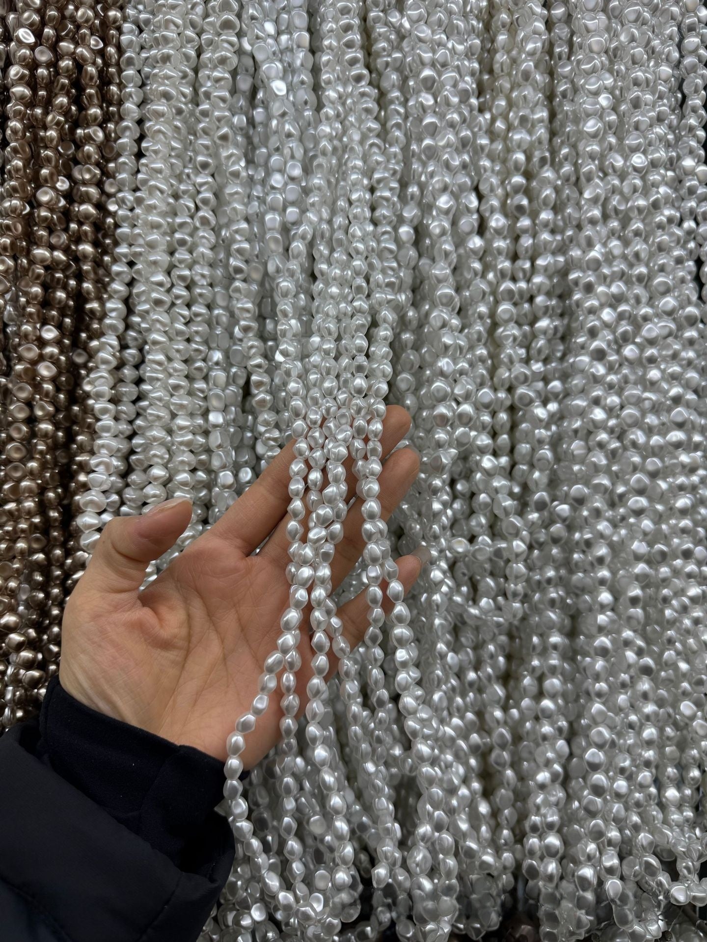 Irregular Glass Beads With Baroque Pearl Inlay, Handmade Jewelry Making Beads In Baroque Style