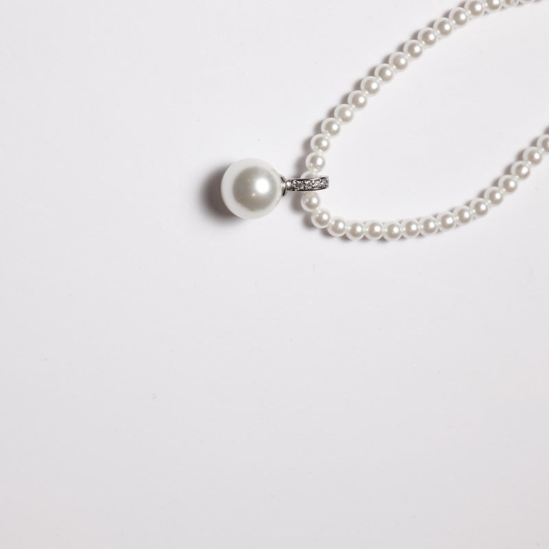 Handmade White Imitation Pearl Choker Necklace For Women With Sweet Style And Beaded Chain