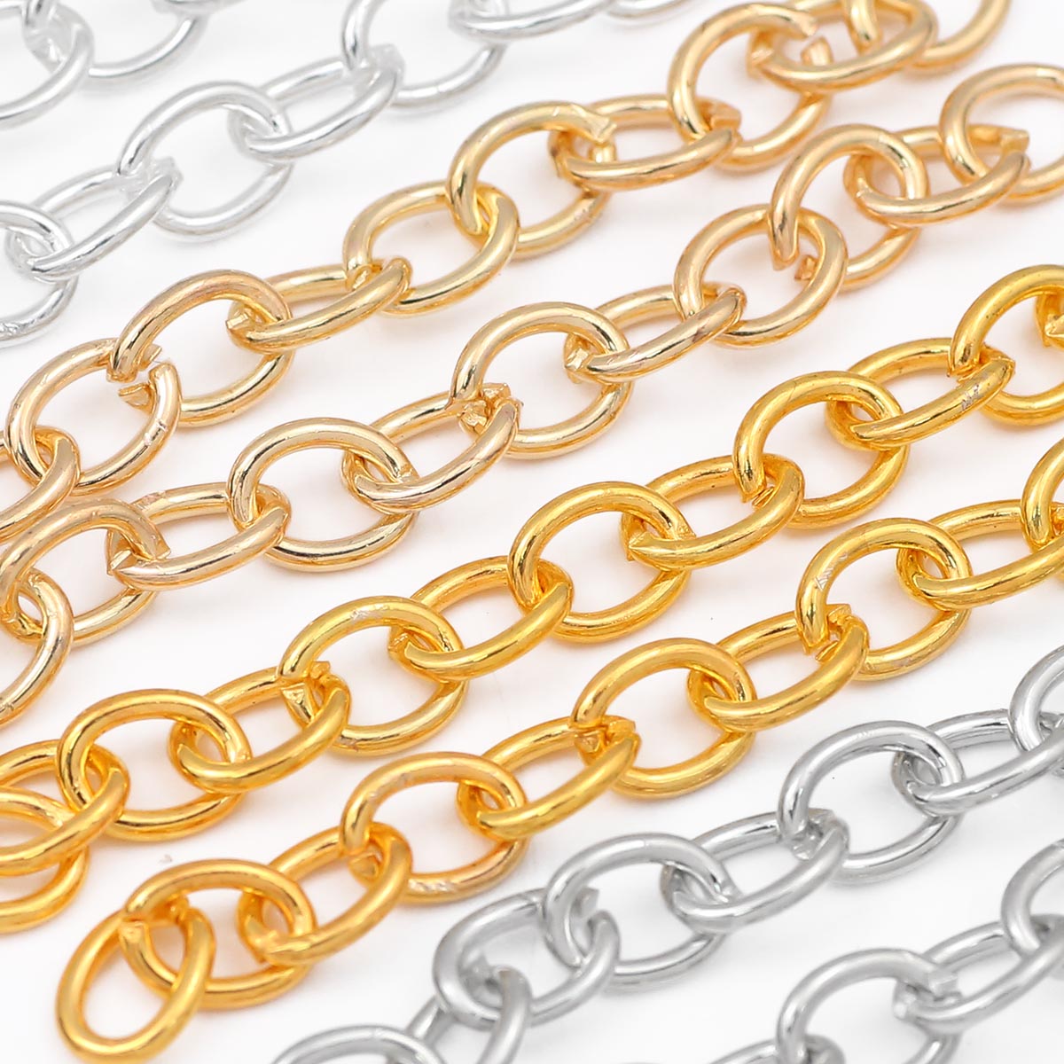 20 PCS Oval Alloy Extension Chains With Irregular Craft And Slider Chain Type For Jewelry Making