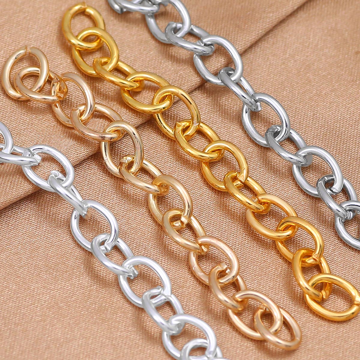 20 PCS Oval Alloy Extension Chains With Irregular Craft And Slider Chain Type For Jewelry Making