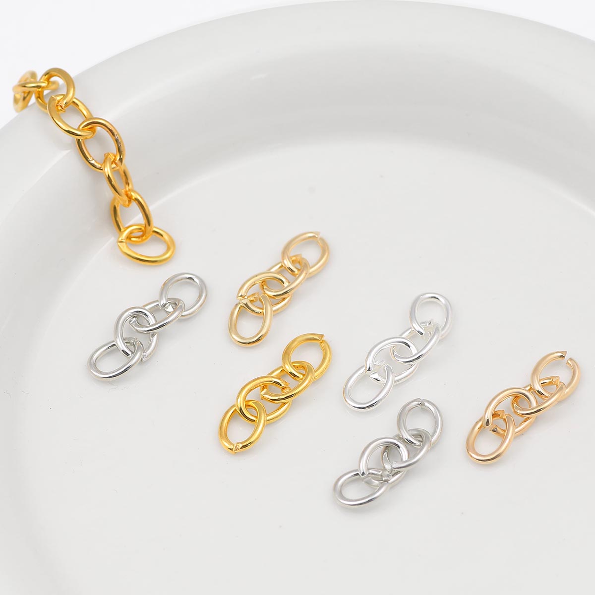 20 PCS Oval Alloy Extension Chains With Irregular Craft And Slider Chain Type For Jewelry Making