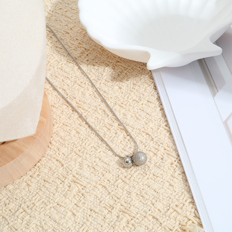 Sweet Geometric Sandblasted Necklace In 18K Real Gold Plated Titanium Steel With Paperclip Chain For Unisex