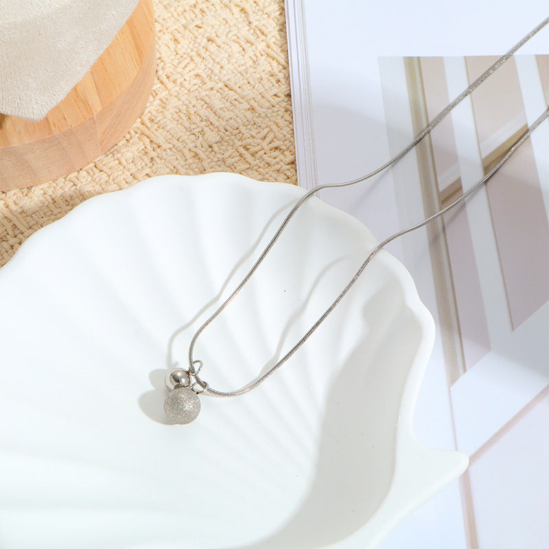Sweet Geometric Sandblasted Necklace In 18K Real Gold Plated Titanium Steel With Paperclip Chain For Unisex