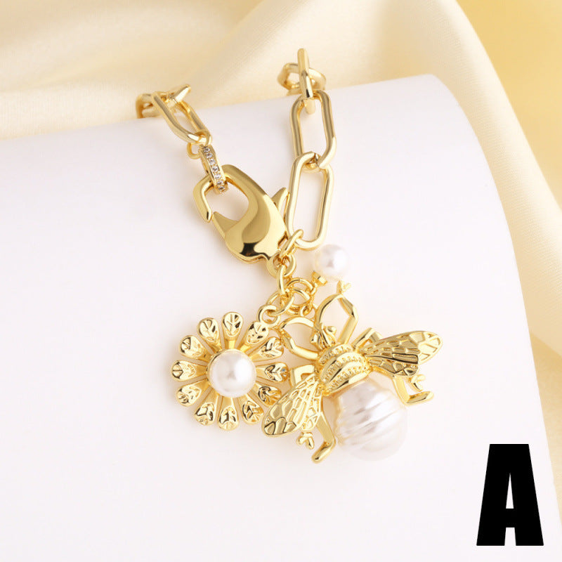 Marine Style Shell Necklace For Women In Real Gold Plated Copper With Paperclip Chain
