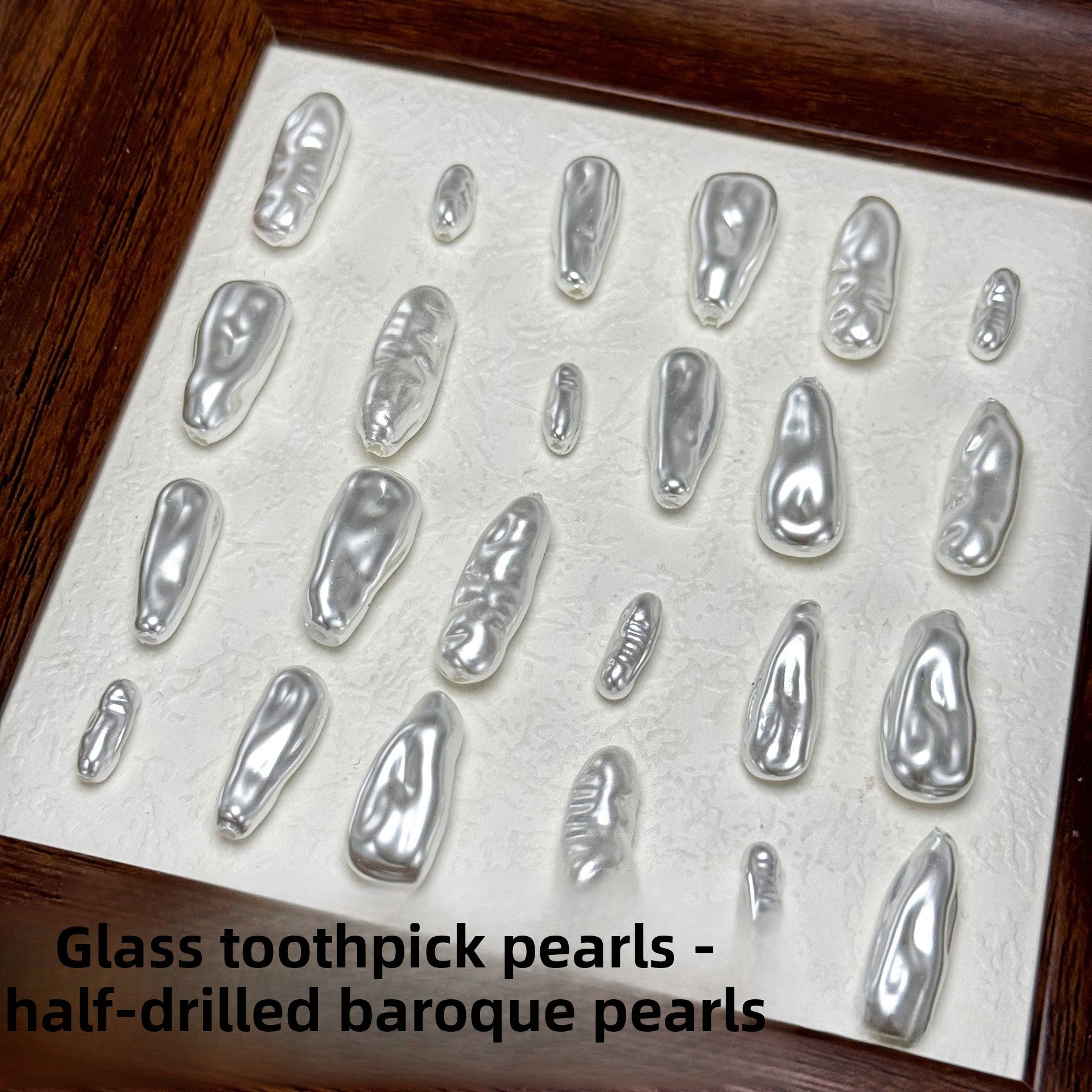 Glass Totem Beads With Baroque Pearl Inlay, Half-Drilled For Jewelry Making In Baroque Style