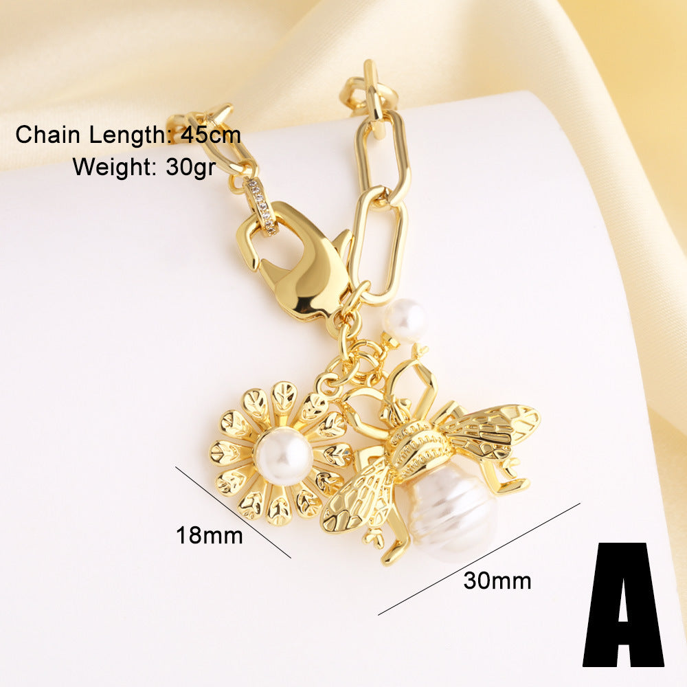 Marine Style Shell Necklace For Women In Real Gold Plated Copper With Paperclip Chain