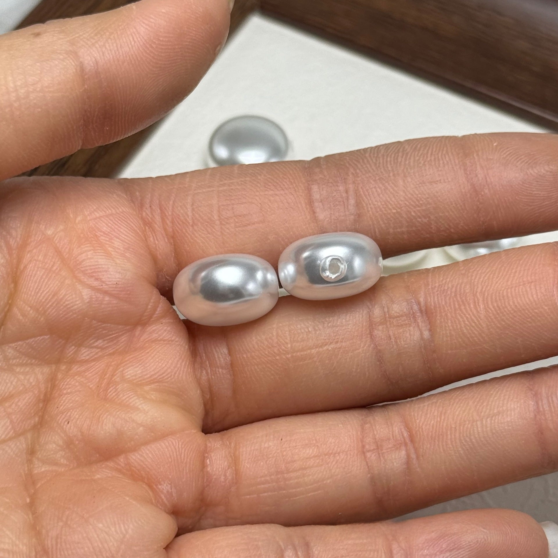 Glass Pearl Beads For Jewelry Making, Hole Size 10mm+, Baroque Style In White