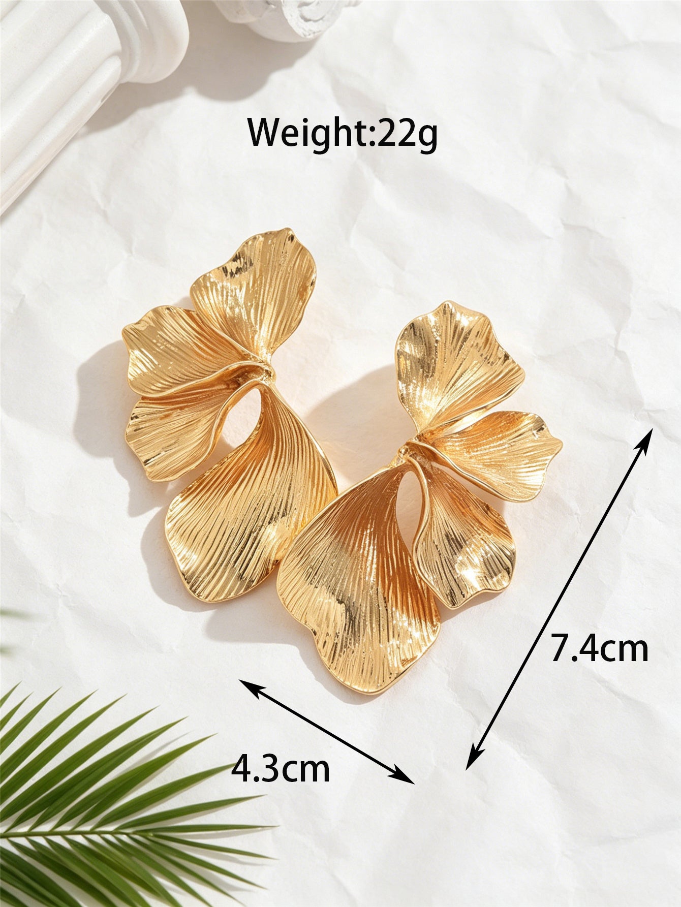 Bohemian Asymmetrical Geometric Earrings For Women In White Iron With Golden Plated Finish