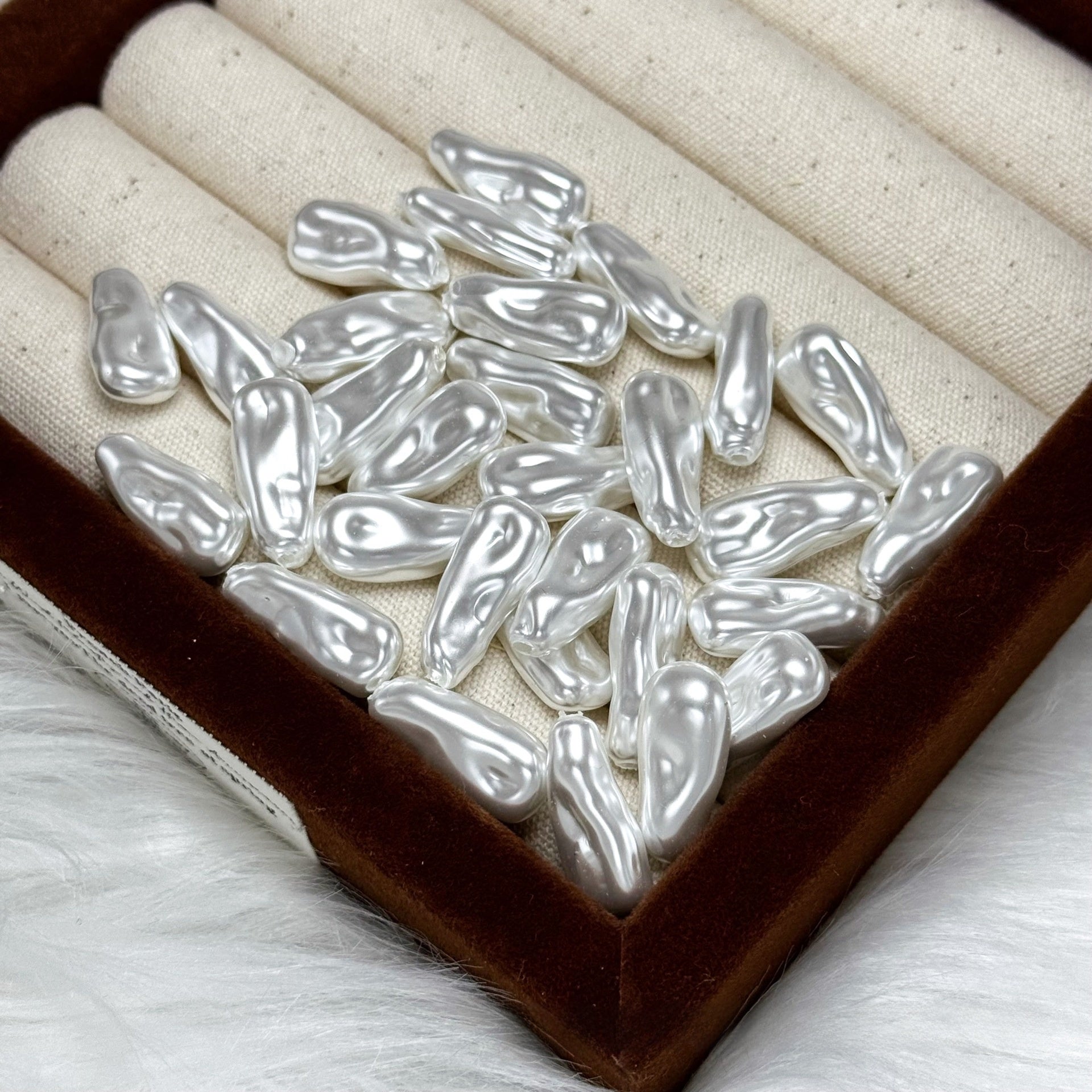 Glass Totem Beads With Baroque Pearl Inlay, Half-Drilled For Jewelry Making In Baroque Style
