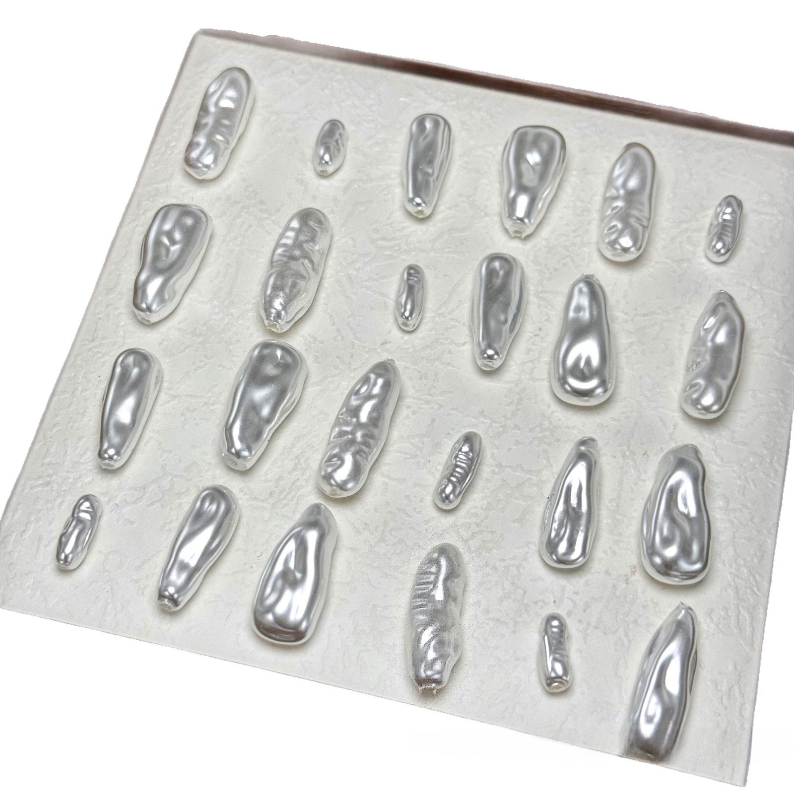 Glass Totem Beads With Baroque Pearl Inlay, Half-Drilled For Jewelry Making In Baroque Style