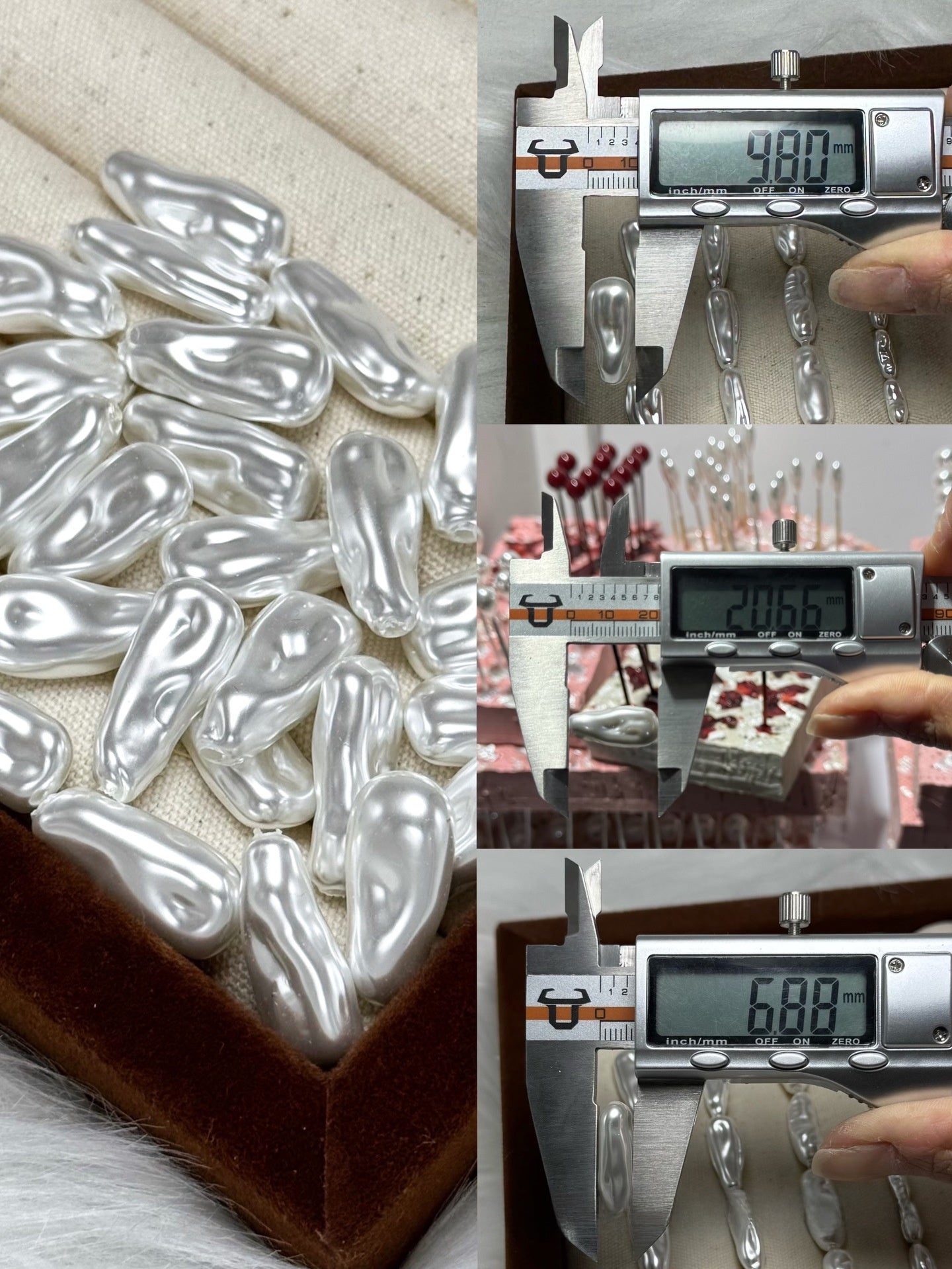 Glass Totem Beads With Baroque Pearl Inlay, Half-Drilled For Jewelry Making In Baroque Style