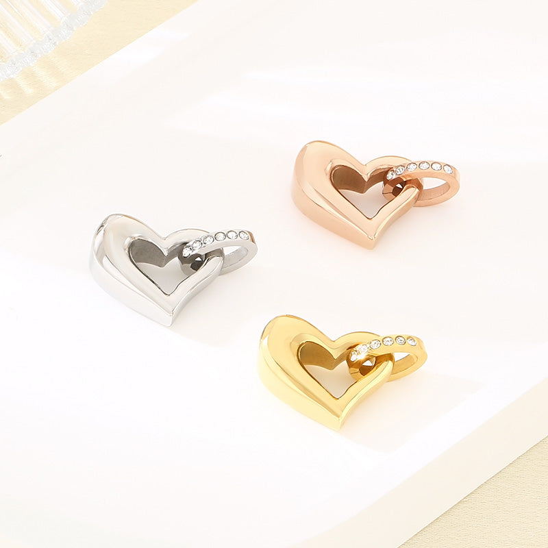 Heart Shape Pendant In 304 Stainless Steel With 18K Real Gold Plated 0.03µm Thick PVD Coated Electroplated Finish, 1 Piece