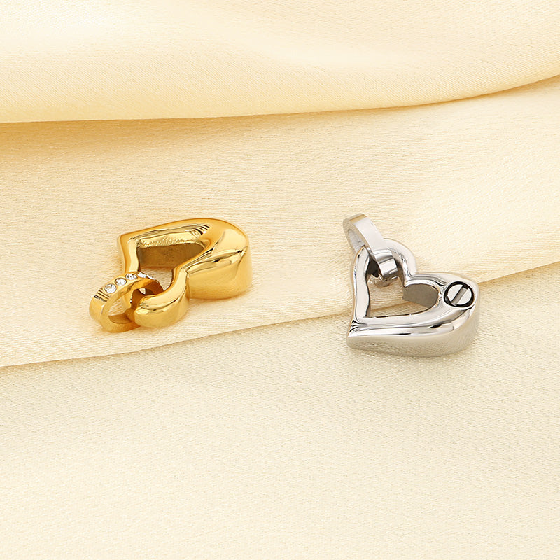 Heart Shape Pendant In 304 Stainless Steel With 18K Real Gold Plated 0.03µm Thick PVD Coated Electroplated Finish, 1 Piece