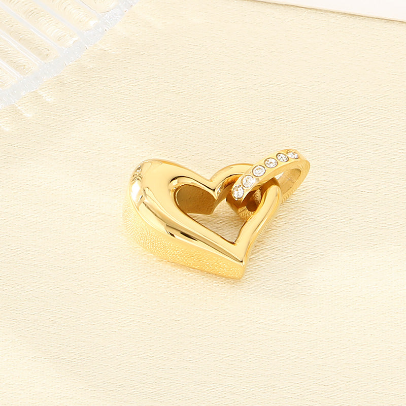 Heart Shape Pendant In 304 Stainless Steel With 18K Real Gold Plated 0.03µm Thick PVD Coated Electroplated Finish, 1 Piece