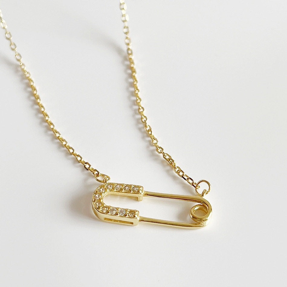 Gold Braid Paper Clip Chain Choker Necklace For Women With Zircon Inlay Material