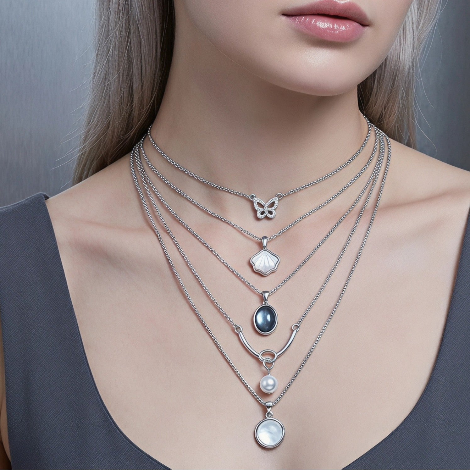 Sweet Gold Butterfly Beaded Chain Choker Necklace For Women With Alloy Craft And Cat's Eye Stone Inlay