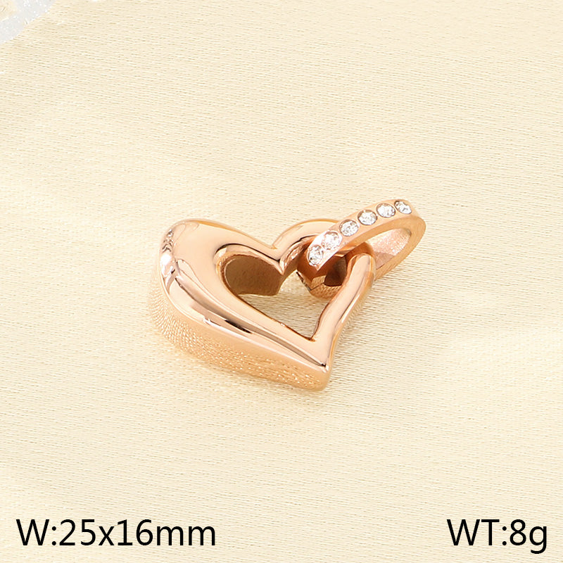 Heart Shape Pendant In 304 Stainless Steel With 18K Real Gold Plated 0.03µm Thick PVD Coated Electroplated Finish, 1 Piece