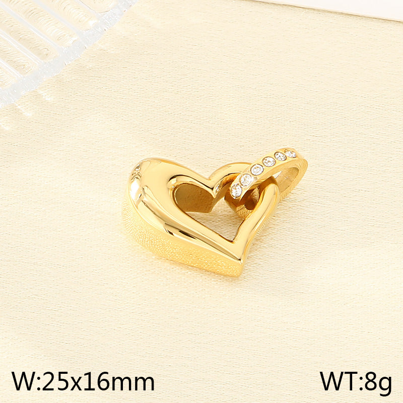Heart Shape Pendant In 304 Stainless Steel With 18K Real Gold Plated 0.03µm Thick PVD Coated Electroplated Finish, 1 Piece