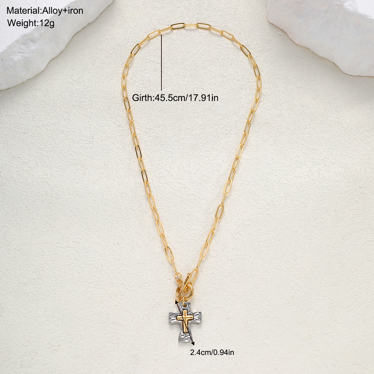 Cross Pendant Necklace For Women In Alloy With Paperclip Chain, Perfect For Daily Wear
