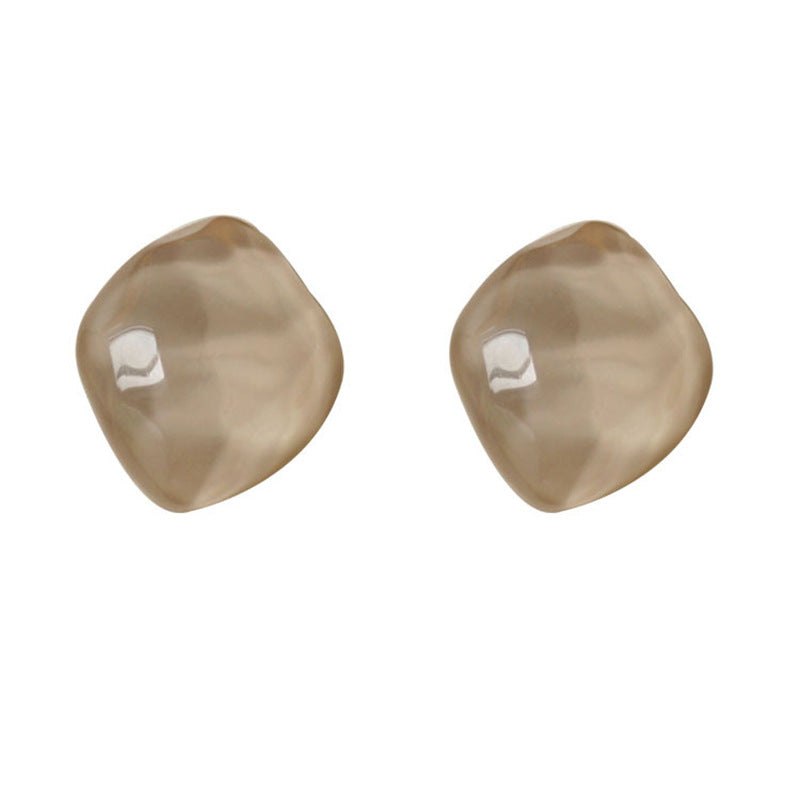 Handmade Blue Resin Waves Clip Earrings For Women In Simple Style