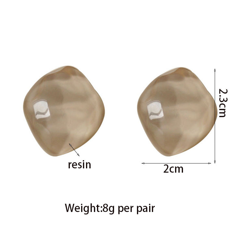Handmade Blue Resin Waves Clip Earrings For Women In Simple Style