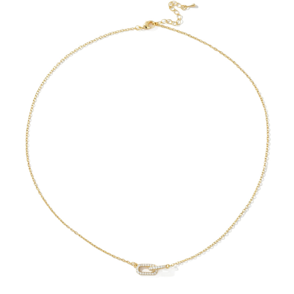 Copper Paper Clip Necklace For Women Featuring Zircon Inlay On A Paperclip Chain