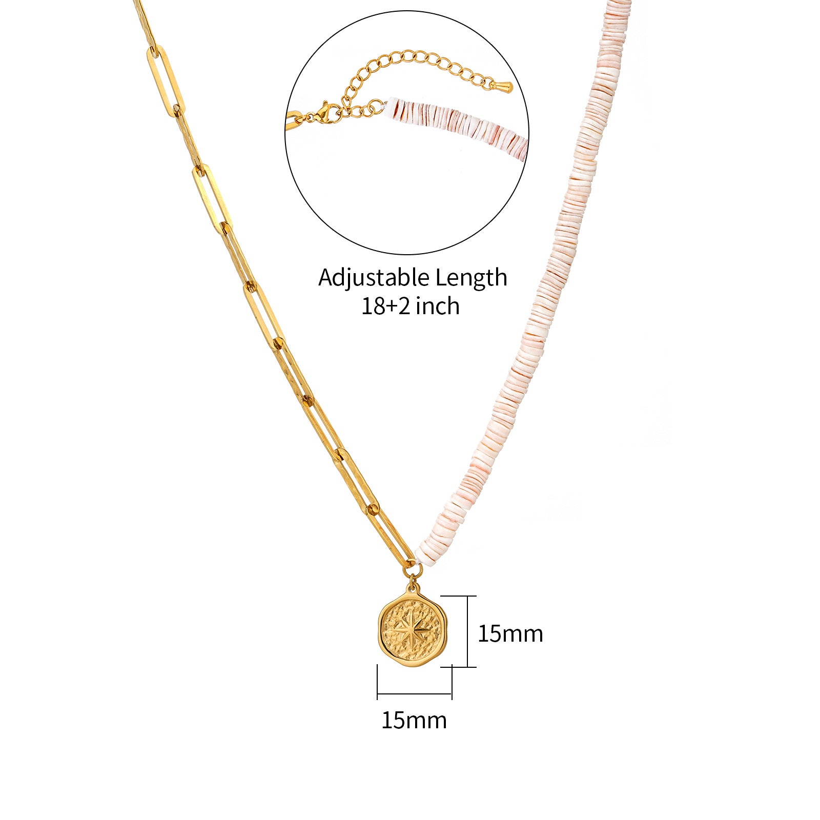 Bohemian Shell Necklace For Women With Golden Plated Shell And Paperclip Chain In Gold