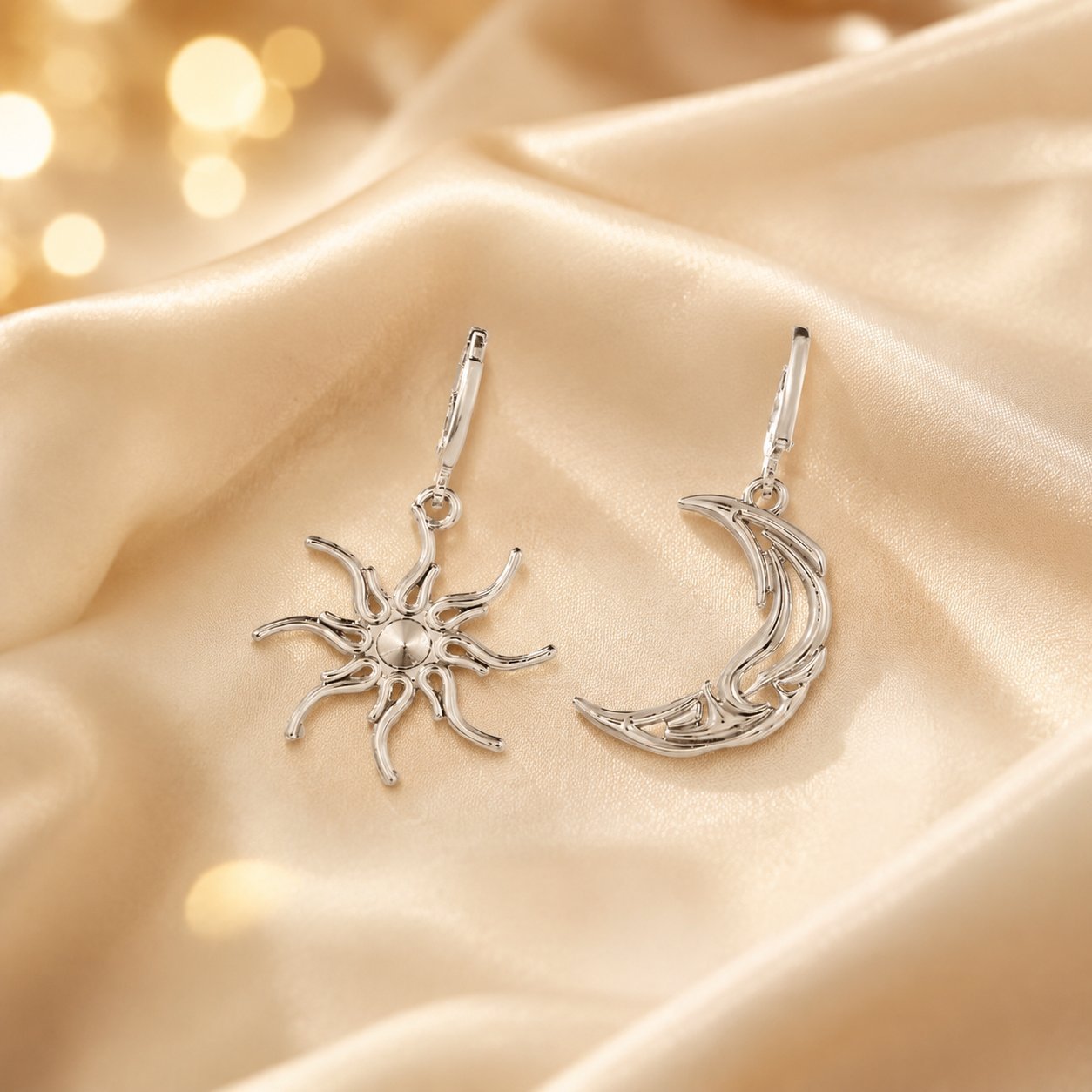 Asymmetrical Sun Earrings In Electroplated Zinc Alloy Featuring Simple Style For Women