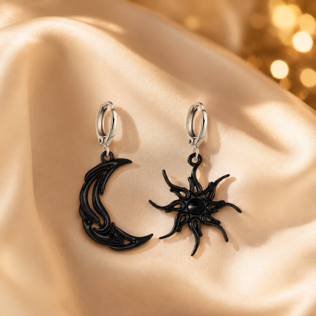 Asymmetrical Sun Earrings In Electroplated Zinc Alloy Featuring Simple Style For Women
