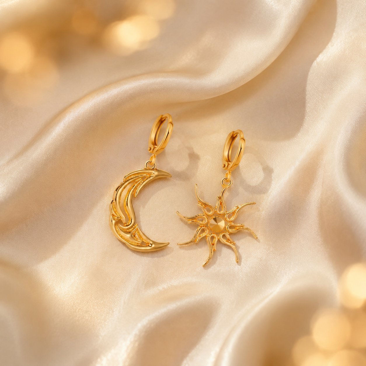 Asymmetrical Sun Earrings In Electroplated Zinc Alloy Featuring Simple Style For Women