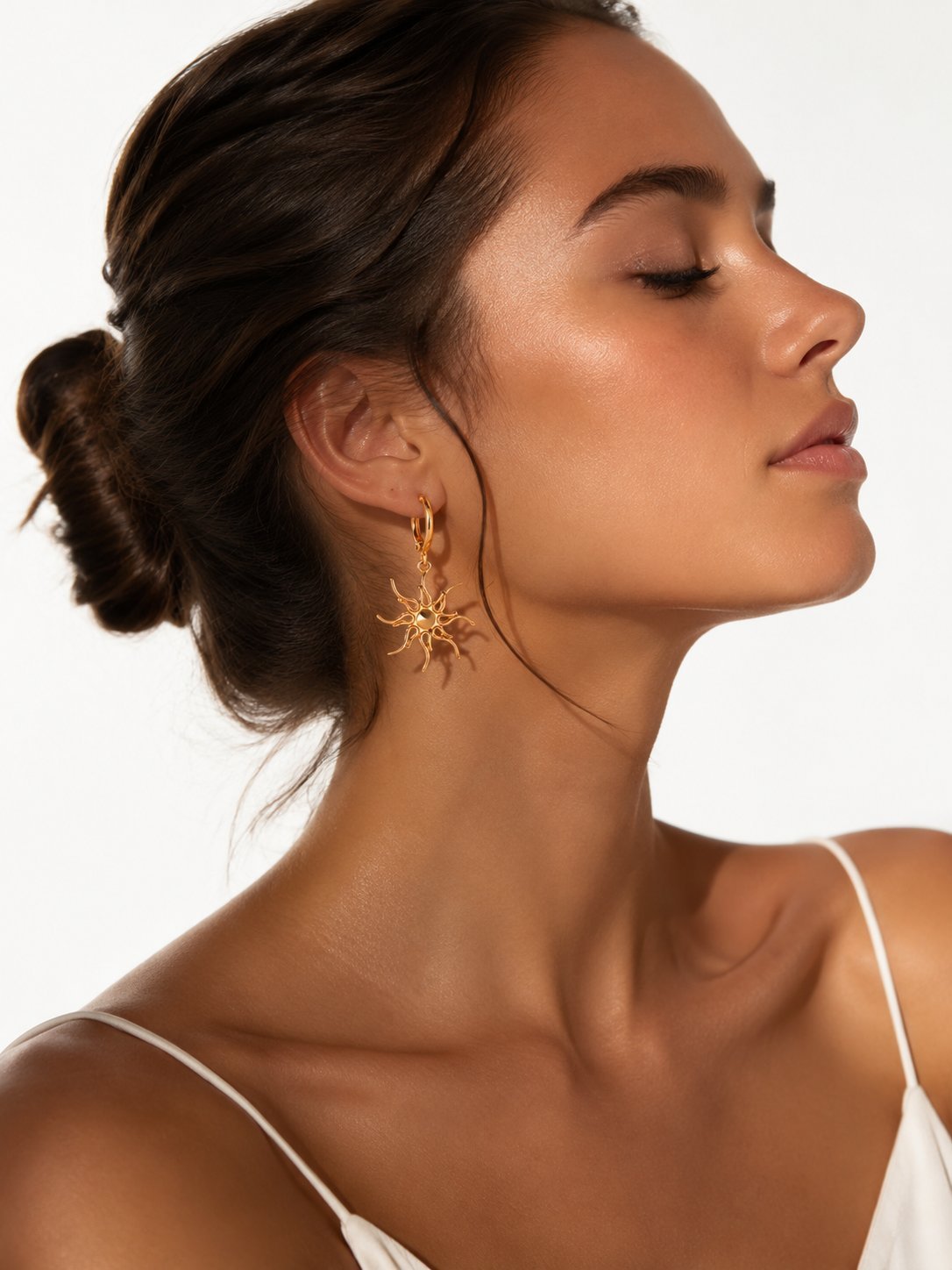 Asymmetrical Sun Earrings In Electroplated Zinc Alloy Featuring Simple Style For Women