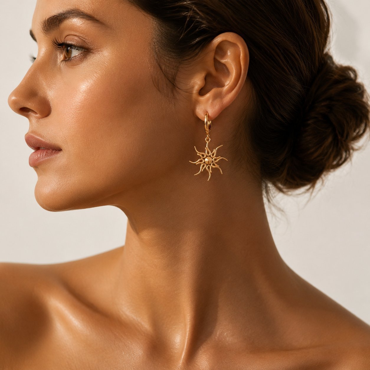 Asymmetrical Sun Earrings In Electroplated Zinc Alloy Featuring Simple Style For Women