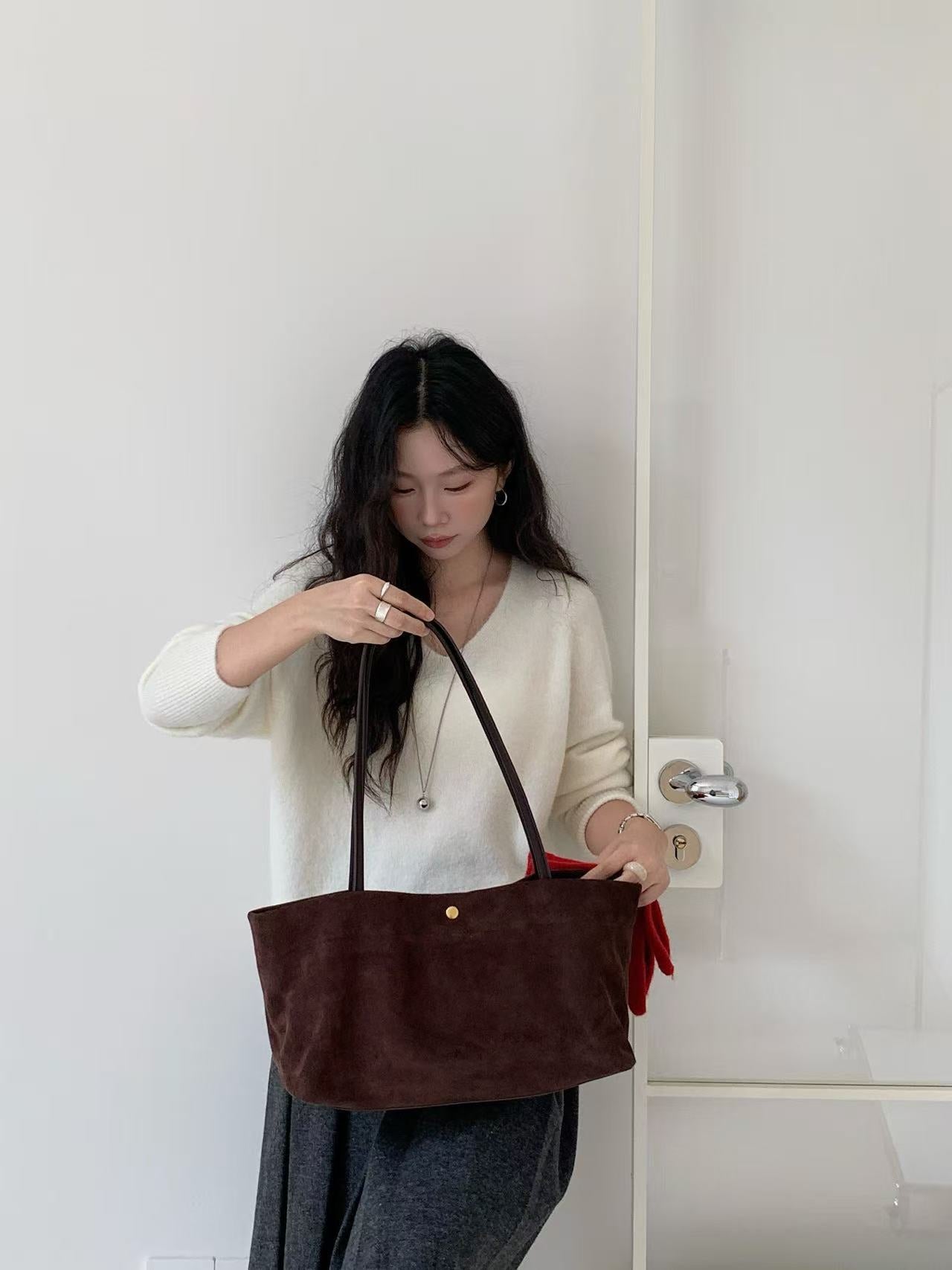 Genuine Leather Tote Bag For Women With Single Shoulder Strap, Large Capacity, Perfect For Autumn