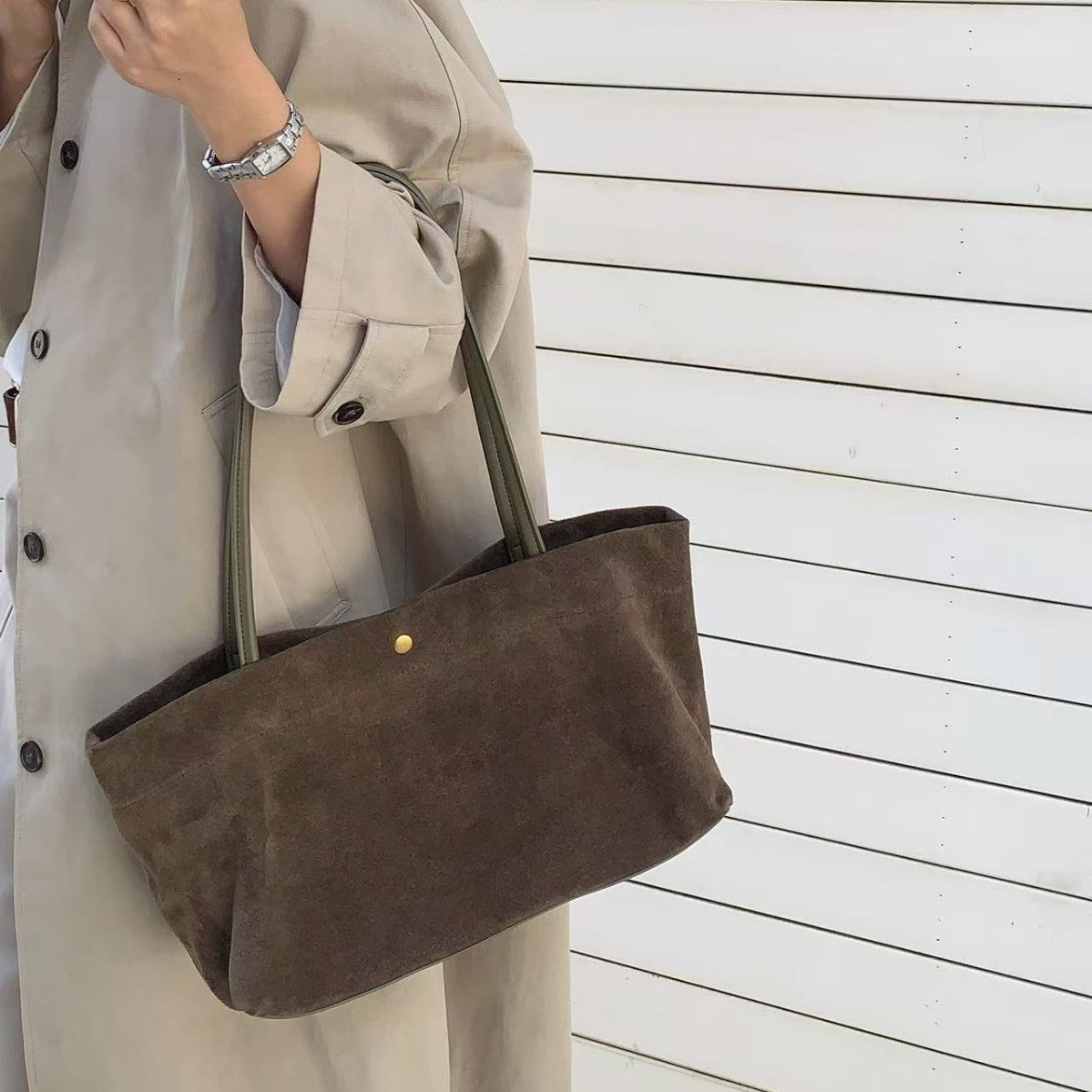 Genuine Leather Tote Bag For Women With Single Shoulder Strap, Large Capacity, Perfect For Autumn