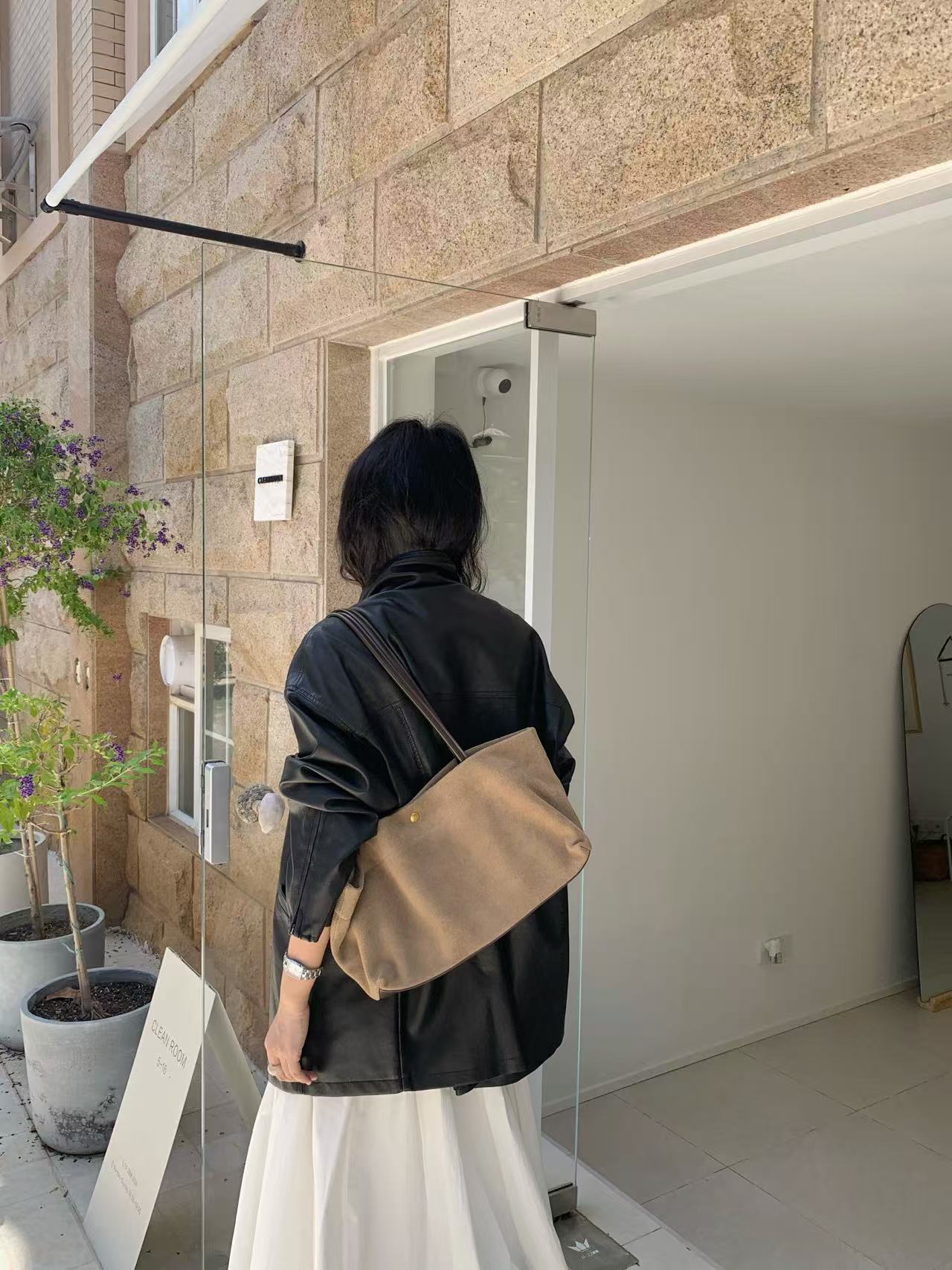Genuine Leather Tote Bag For Women With Single Shoulder Strap, Large Capacity, Perfect For Autumn