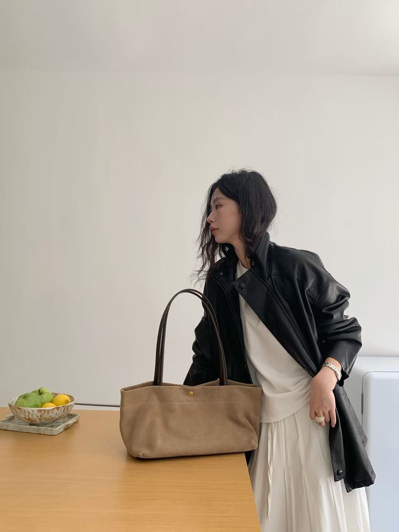 Genuine Leather Tote Bag For Women With Single Shoulder Strap, Large Capacity, Perfect For Autumn