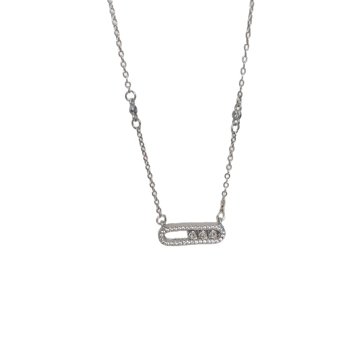 Copper Paper Clip Pendant Necklace For Women Featuring Zircon Inlay On A Paperclip Chain In Novelty Style