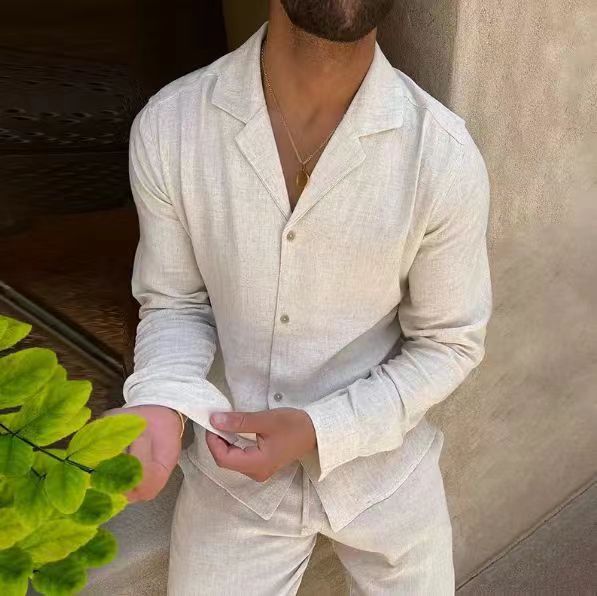 Men's Casual White Cotton Pant Co-ord Set Featuring Comfortable Casual Pants For Everyday Wear